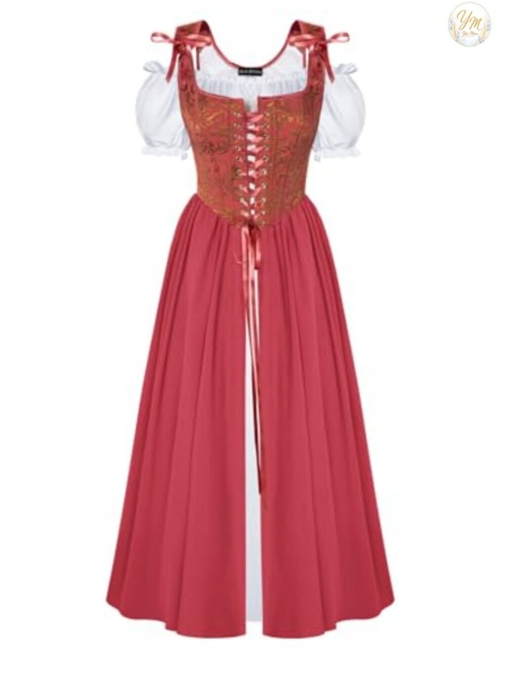 Renaissance Corset Dress Medieval Costume Two-Piece Lace-Up